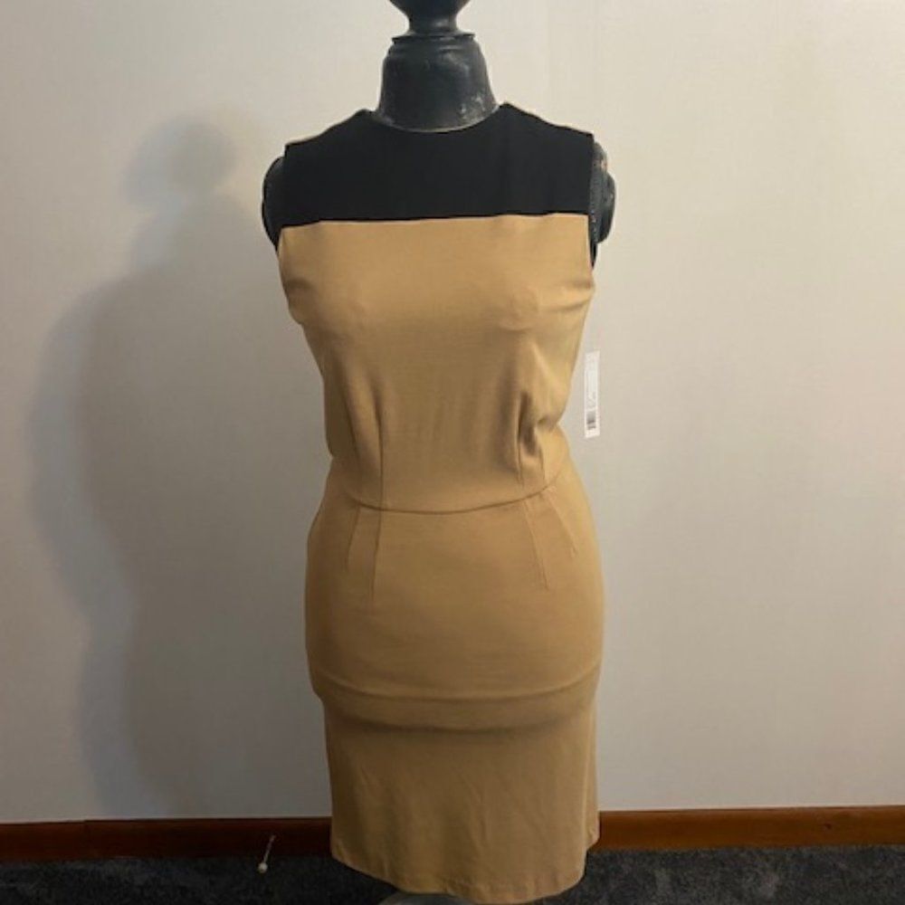 Adrienne Vittadini Collection Tan, Black sleeveless dress, size Medium